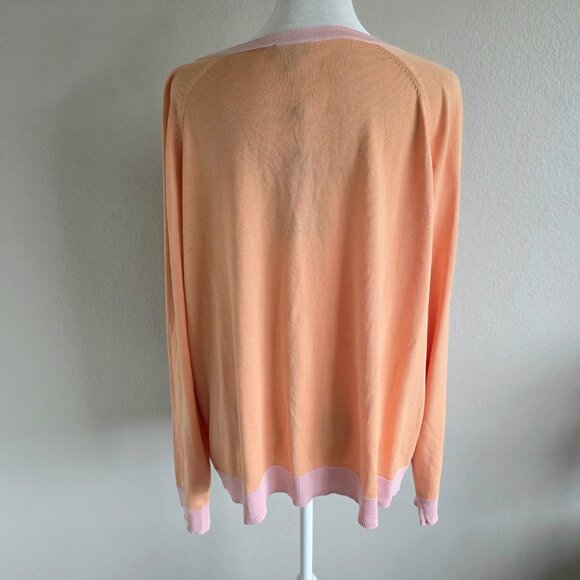 Talbots Plus Size 3X Cardigan Sweater Silk Blend Lightweight Orange Pink NEW - Picture 5 of 9
